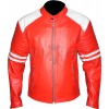 Fight Club Replica Red & White Leather Biker Jacket